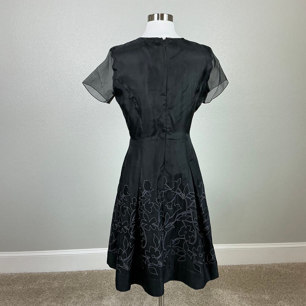 Sachin & Babi Beaded Chiffon Fit and Flare Cocktail Dress Black Size 8 - Picture 7 of 13